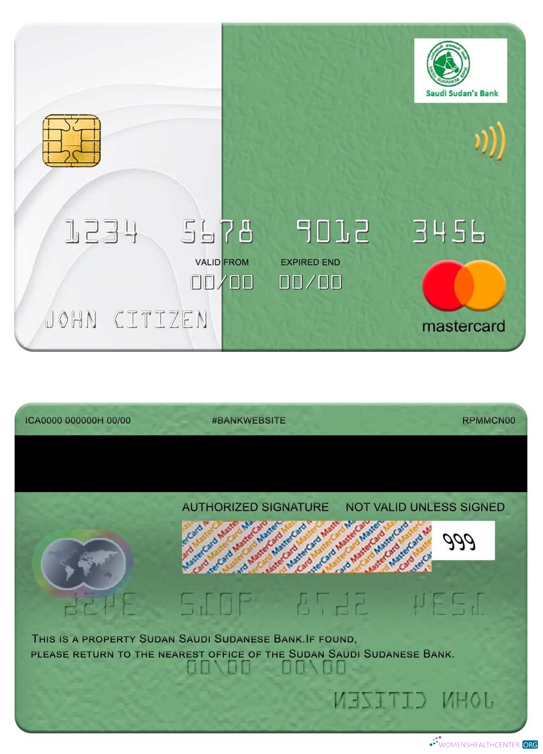 Download Sudan Saudi Sudanese Bank mastercard Photoshop template